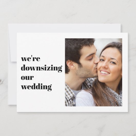 ミニマル モダン フォト 私たちの結婚式のゲスト数を縮小します 案内状 (正面)