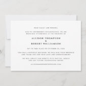 ミニマル モダン フォト 私たちの結婚式のゲスト数を縮小します 案内状 (裏面)