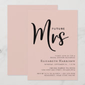 ミニマル モダン フューチャー ミセス ブラッシュ ピンク ブライダル シャワー 招待状 (正面/裏面)