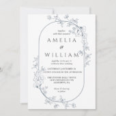 ミニマル モダン フラワー エレガント ウェディング インビテーション (正面)