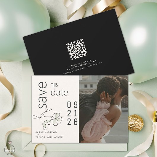 ミニマル モダン フラワー ミュート サージ & バフ   招待状