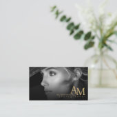 ミニマル モダン ブラック ゴールド フォト QR フォトグラフィー 名刺 (スタンド正面)