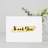 ミニマル モダン ブラック ホワイト ゴールド スクリプト サンクス 箔シーズンカード (立ち正面)