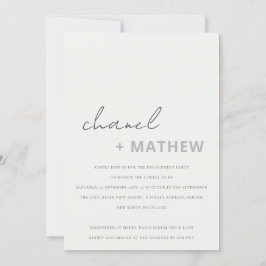 ミニマル モダン ブラック ホワイト スクリプト エンゲージメント 招待状