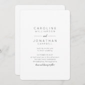 ミニマル モダン ブラック ホワイト フルネーム ウェディング 招待状 (正面/裏面)