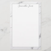 ミニマル モダン ホワイト マーブル カスタム ネーム 便箋 (正面)