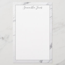 ミニマル モダン ホワイト マーブル カスタム ネーム 便箋