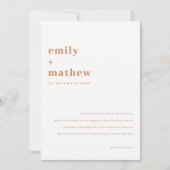 ミニマル モダン ボールド ラスト オレンジ タイポグラフィ ウェディング 招待状 (正面)