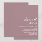 ミニマル モダン マウブ ウェディング 招待状 (正面/裏面)