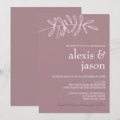 ミニマル モダン マーブ 花柄 ウェディング 招待状 (正面/裏面)