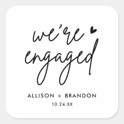 ミニマル モダン 婚約パーティー 婚約しました スクエアシール (正面)