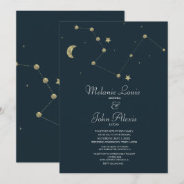 ミニマル モダン 星座 ゴールド フォイル ウェディング 招待状