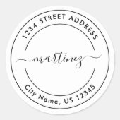 ミニマル モダン 白 黒 ラウンド アドレス ステッカー (正面)