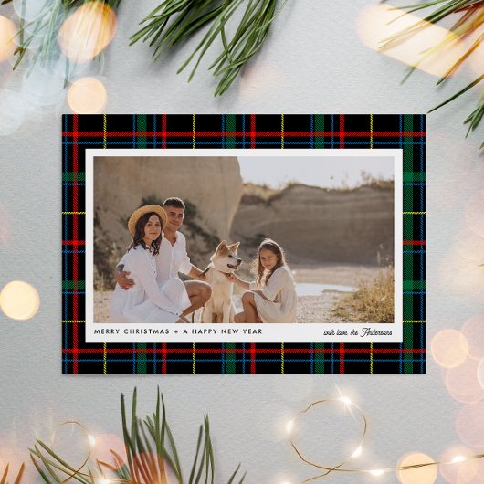 ミニマル モダン 赤 + 緑のチェック柄 1 枚の写真 シーズンカード