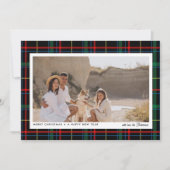 ミニマル モダン 赤 + 緑のチェック柄 1 枚の写真 シーズンカード (正面)