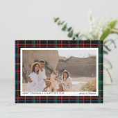 ミニマル モダン 赤 + 緑のチェック柄 1 枚の写真 シーズンカード (スタンド正面)