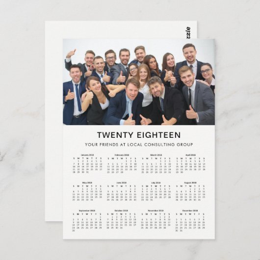 ミニマル モダン | 2018 年 会社写真 カレンダー ポストカード (正面/裏面)