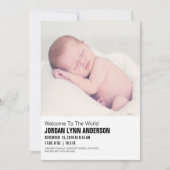 ミニマル モッズ ベイビー フォト 誕生発表 カード (正面)