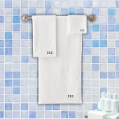 ミニマル・モノグラムパーソナライズされたホワイト バスタオルセット