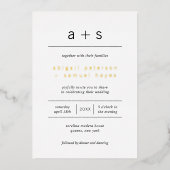 ミニマル・モノグラムモダンフォト結婚ズ 箔招待状 (正面)