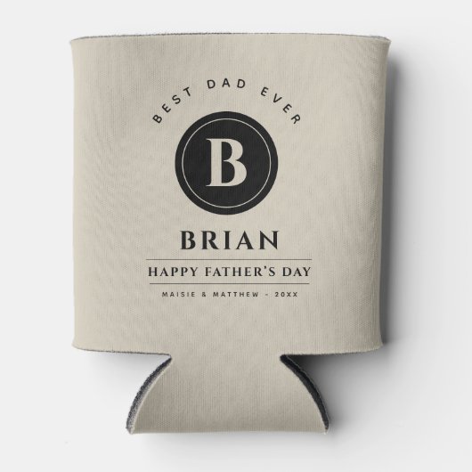 ミニマル・モノグラム最高のパパパーソナライズされたクール 缶クーラー (正面)