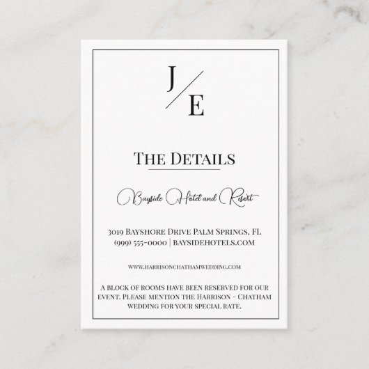 ミニマル・モノグラム結婚ズ | ヘビーホワイト エンクロージャーカード (正面)