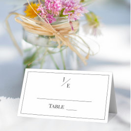 ミニマル・モノグラム結婚ズ | ヘビーホワイト プレイスカード