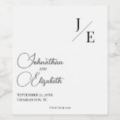 ミニマル・モノグラム結婚ズ | ヘビーホワイト ワインラベル (シングルラベル)