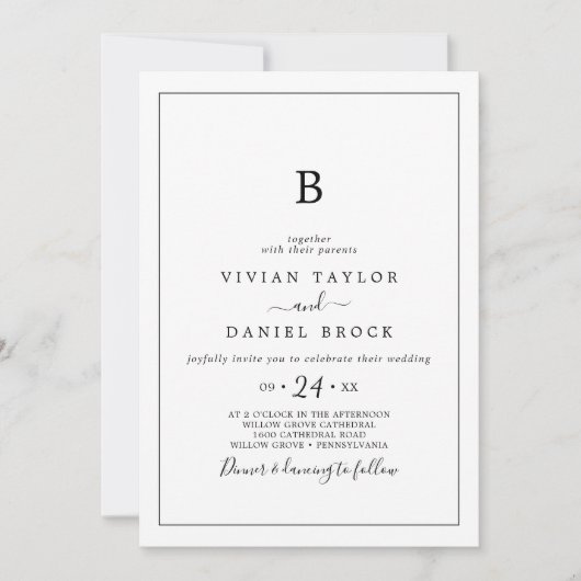 ミニマル・モノグラム結婚ズ 招待状 (正面)