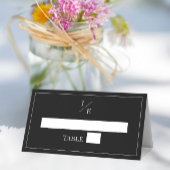 ミニマル・モノグラム結婚ズ |黒 プレイスカード