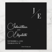 ミニマル・モノグラム結婚ズ |黒 ワインラベル (シングルラベル)