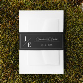 ミニマル・モノグラム結婚ズ |黒 招待状ベリーバンド