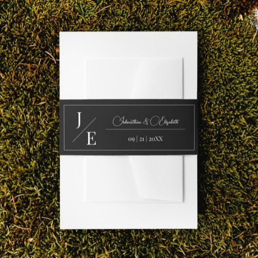 ミニマル・モノグラム結婚ズ |黒 招待状ベリーバンド