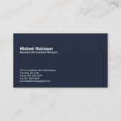 ミニマル・モノグラム・オン・ネイビー・ブルー | Sans Serif 名刺 (裏面)