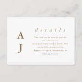 ミニマル モノグラム ゴールデンブラウン ウェディング ディテール エンクロージャーカード (正面)