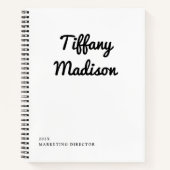 ミニマル モノグラム ブラック＆ホワイト オーダーメイド ネーム 年 ノートブック (正面)