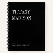 ミニマル モノグラム ブラック&ホワイト オーダーメイド ネーム 年 ノートブック (正面)