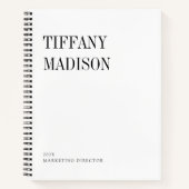 ミニマル モノグラム ブラック＆ホワイト カスタム ネーム 年 ノートブック (正面)