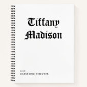 ミニマル モノグラム ブラック＆ホワイト ゴシック ネーム 年 ノートブック (正面)