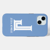 ミニマル モノグラム ブルー Case-Mate iPhoneケース (裏面 (横))