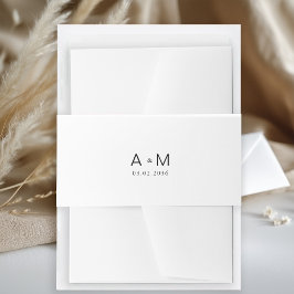 ミニマル モノグラム ホワイト 招待状ベリーバンド