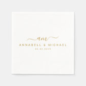 ミニマル，モノグラム，手書きフォント結婚, スタンダードカクテルナプキン (正面)