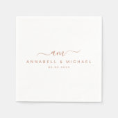 ミニマル，モノグラム，手書きフォント結婚, スタンダードカクテルナプキン (正面)