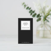 ミニマル・モノグラム |黒の白い四角い枠 名刺 (スタンド正面)