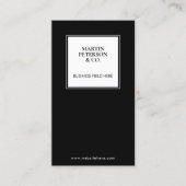 ミニマル・モノグラム |黒の白い四角い枠 名刺 (正面)