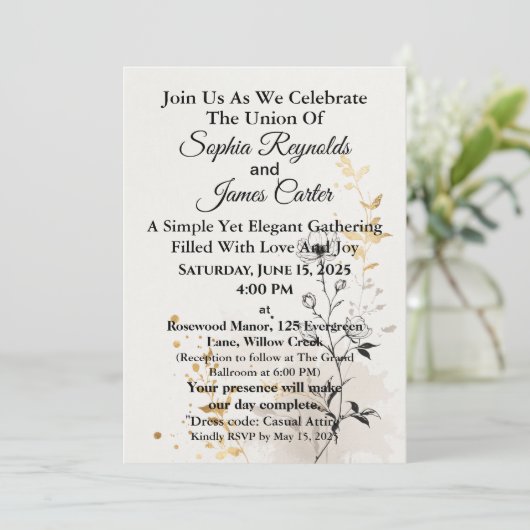 ミニマル | ライエレガントンアートデザイン結婚ズ 招待状 (スタンド正面)