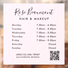 ミニマル ライトピンク ビジネスアワー ウィンドウクリング ウィンドウサイン