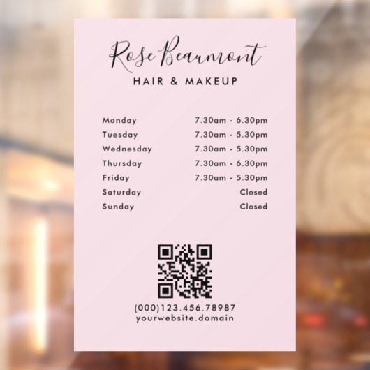 ミニマル ライトピンク ビジネスアワー ウィンドウクリング ウィンドウサイン (シート2)