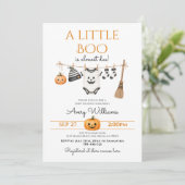 ミニマル リトルブー ハロウィン ベビーシャワー 招待状 (スタンド正面)