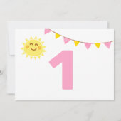 ミニマル リトル サンシャイン ファースト バースデー ガール 招待状 (裏面)